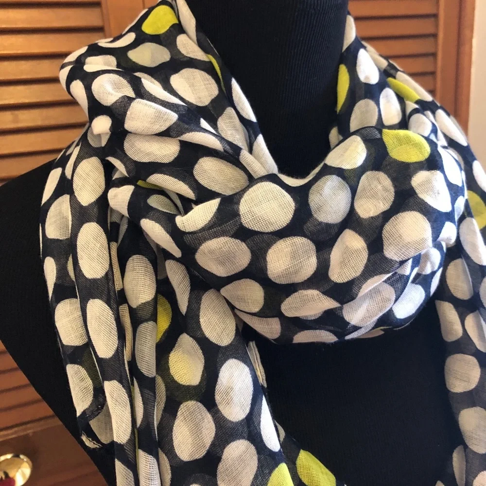 Merona polka dot scarf NWT Navy blue white yellow